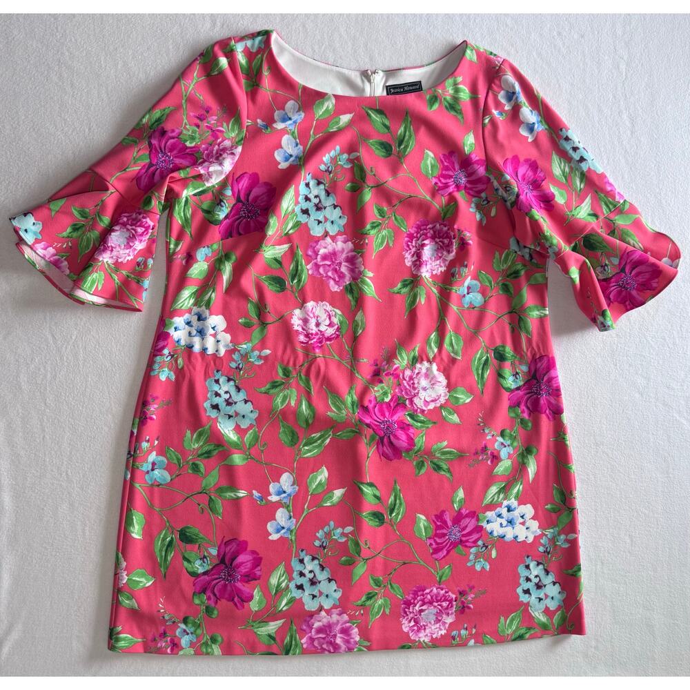 Bright Pink Floral Ruffle Sleeve Curvy Dress